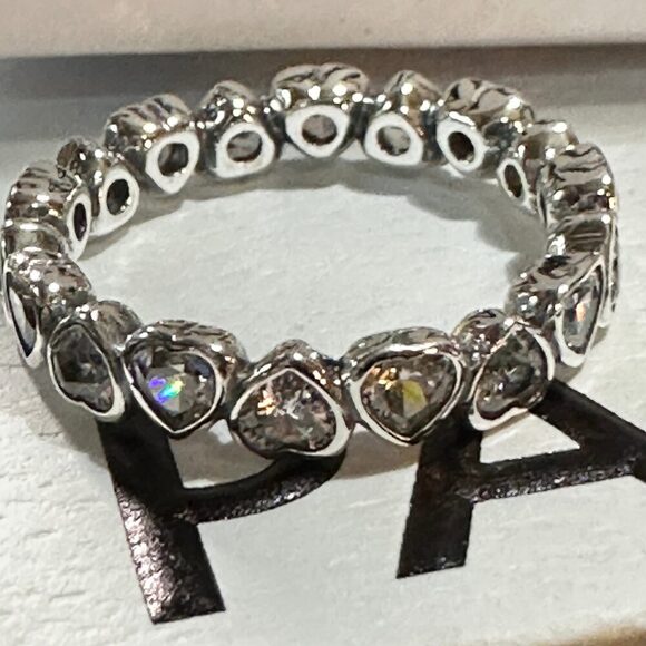 Authentic Pandora , SZ 7, Silver Heart Forever More Stacking Band Ring - Picture 6 of 11